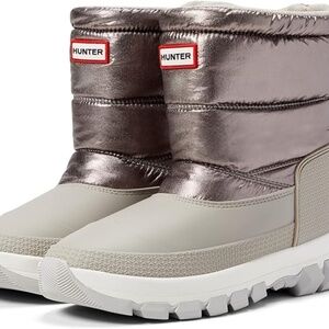 Hunter Women's Insulated Metallic Short Snow Boots Silver/Hail Grey
